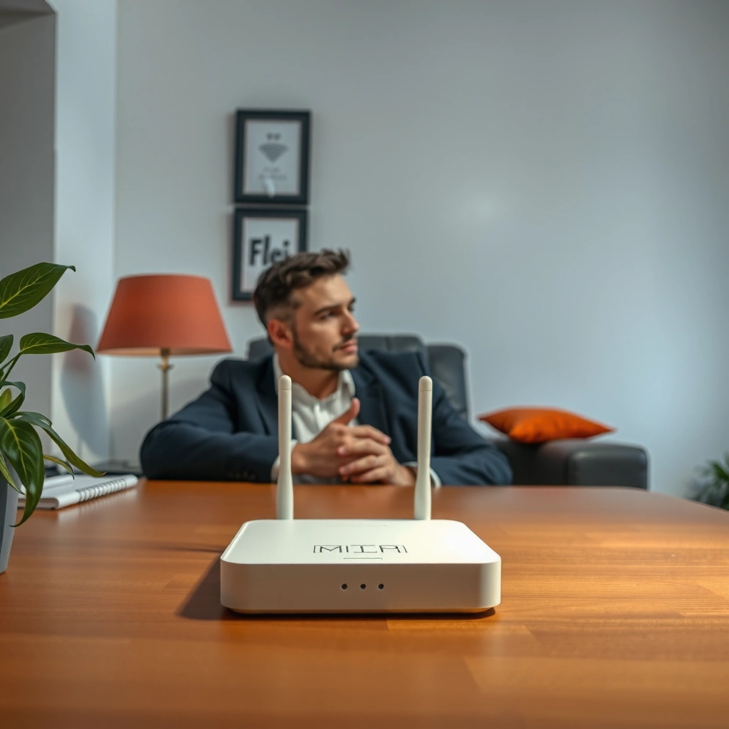 A person checking WiFi extender compatibility and optimal placement for better signal coverage.