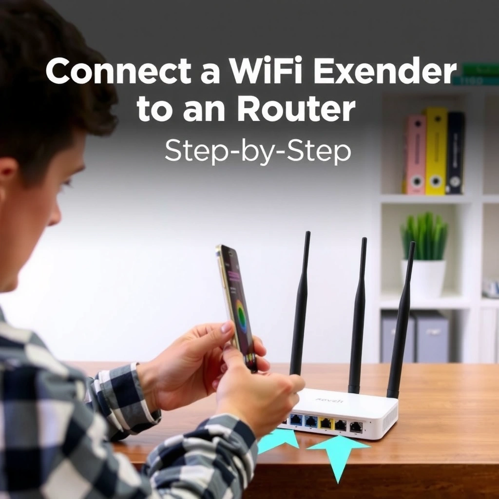Image showing how to check compatibility and optimal placement for a WiFi extender with a router.
