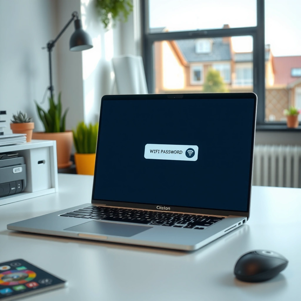 User checking WiFi password in Windows settings on a laptop