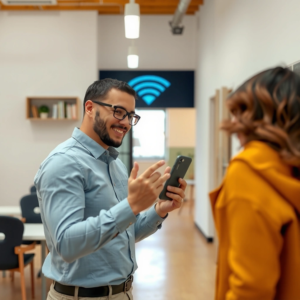 User checking the WiFi password on a smartphone device for easy access