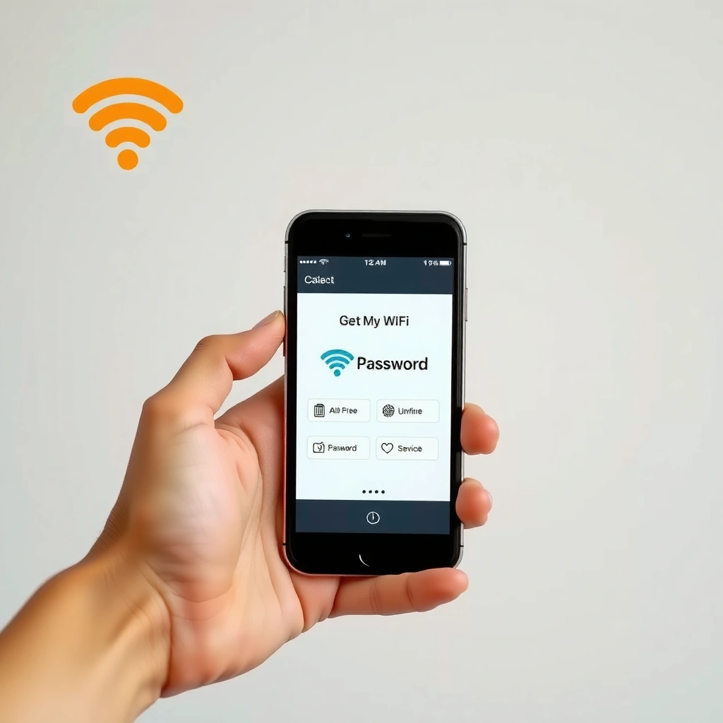 User checking saved WiFi password on iPhone settings for easy access