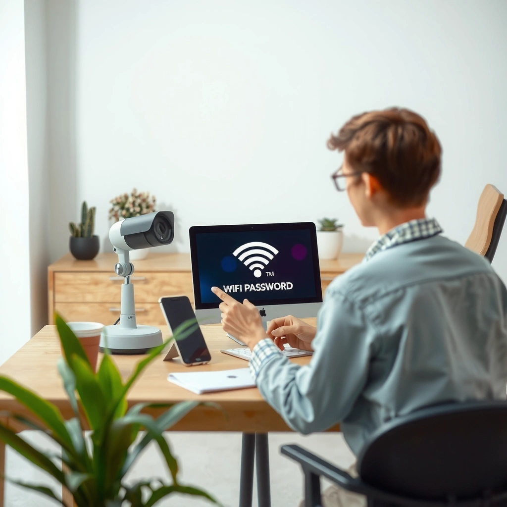 User checking WiFi password on a Windows device screen.