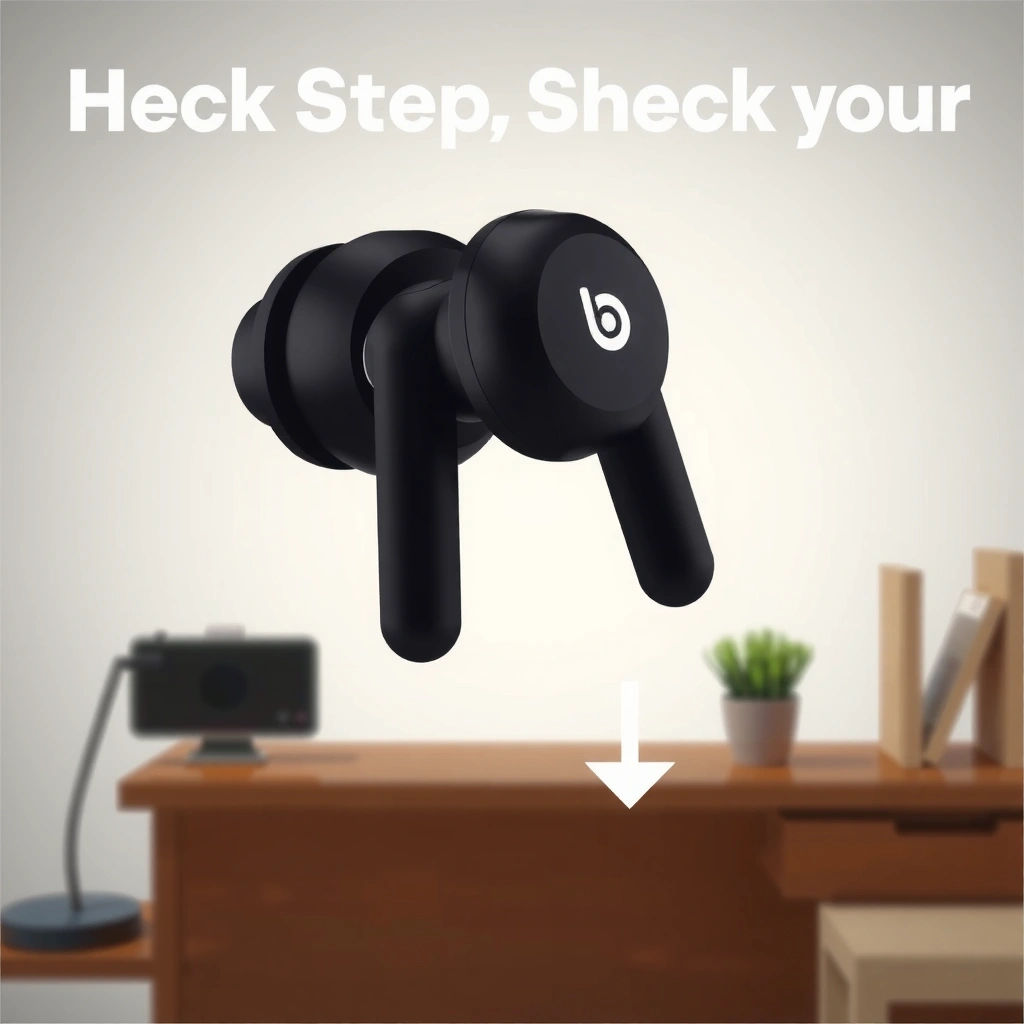 Image showing how to check the model and charging status of Beats wireless earbuds.
