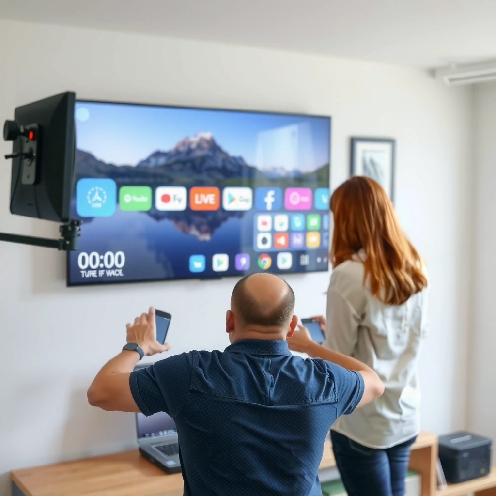 Devices and connections needed for mirroring to a smart TV, including cables and network setup.