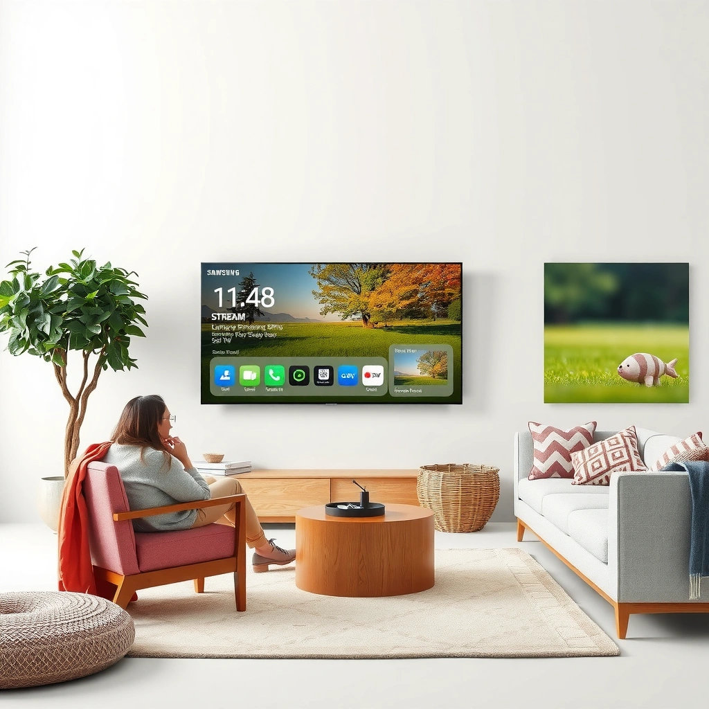 A person checking the internet connection on a Samsung Smart TV for streaming purposes.