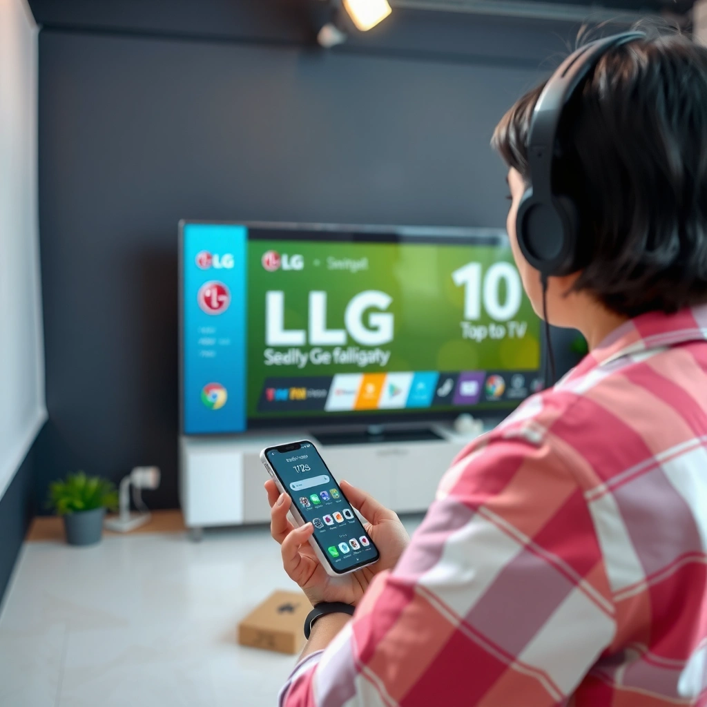 User checking network connection and signing in on LG Smart TV for app installation
