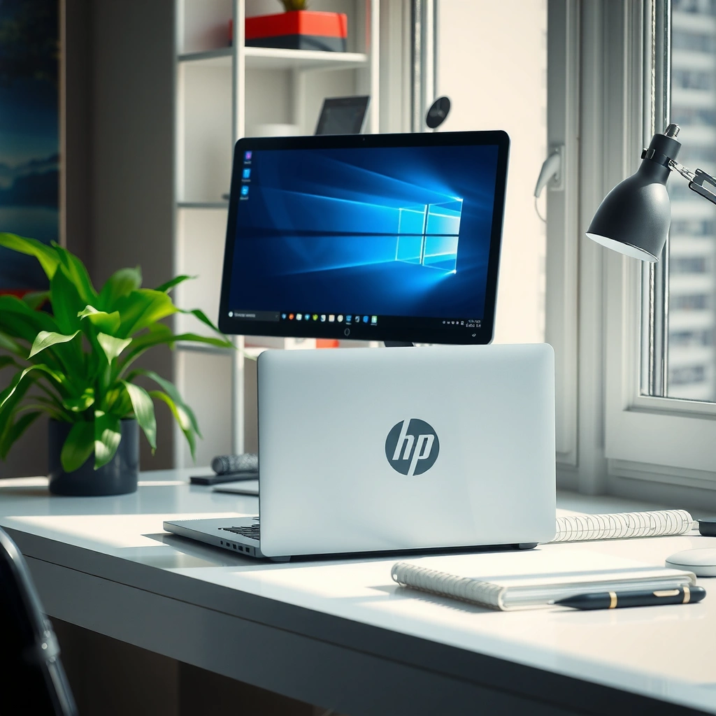 Image showing various ports and cable options for connecting an HP laptop to a projector.