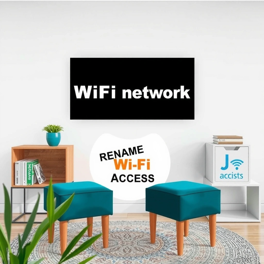 User checking router access details including IP address and login information for WiFi network renaming.