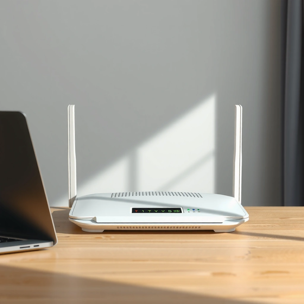 A close-up of a router showing its login details for changing the password.