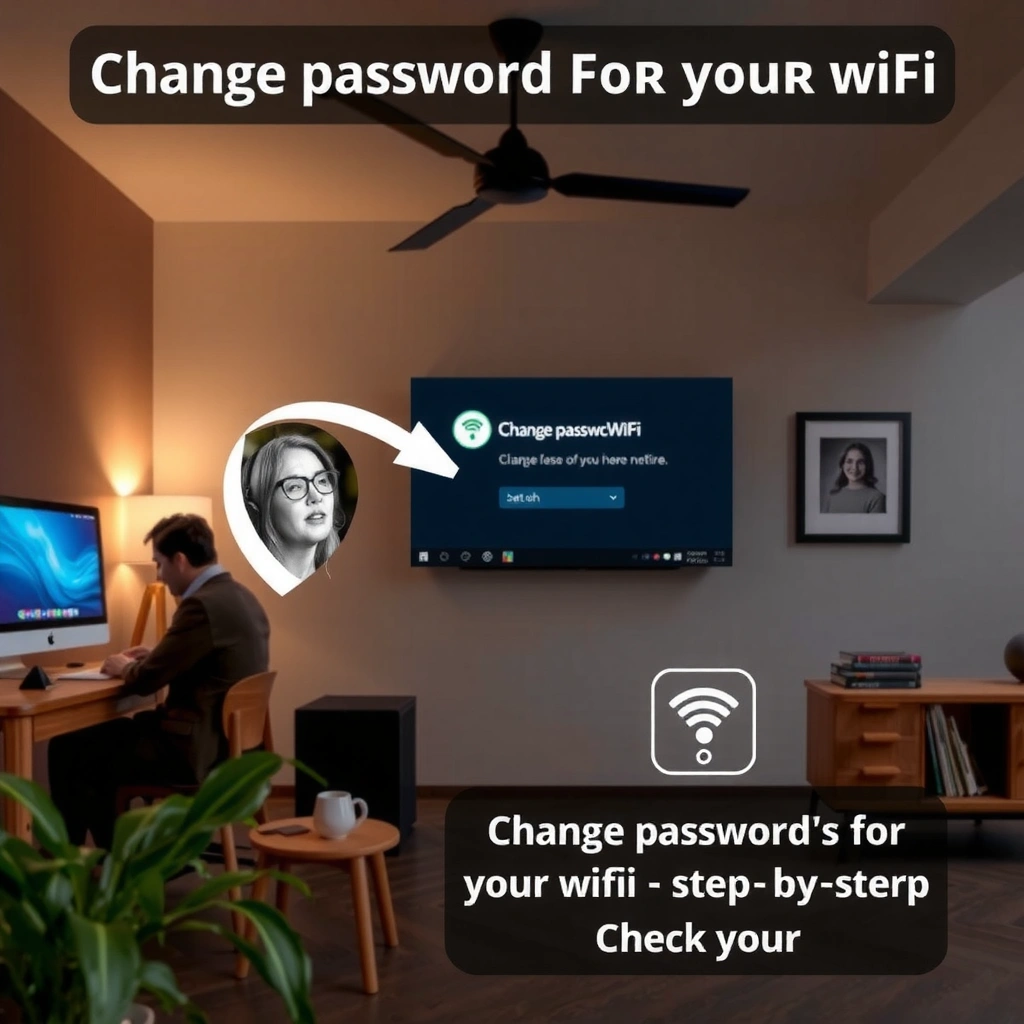 Image showing how to check your router's details for changing WiFi password.