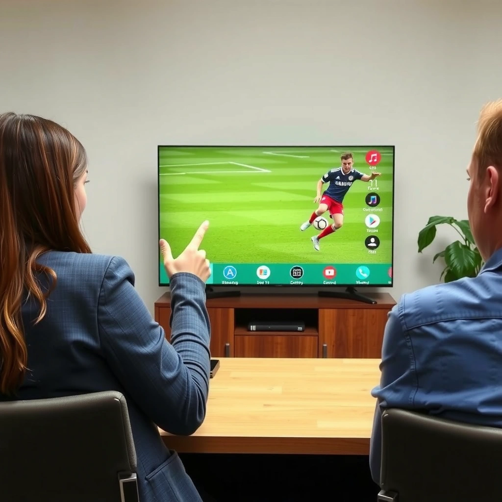 A user checking the device used for screen sharing on a Samsung Smart TV.