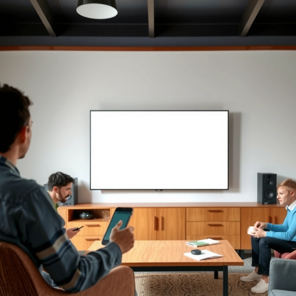 A person checking their smart TV and Wi-Fi network settings for casting.