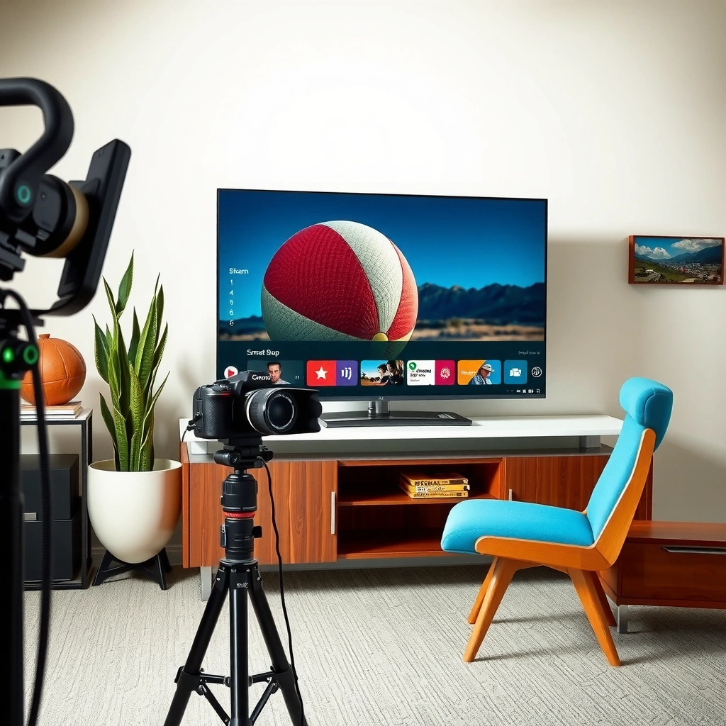 A person checking their smart TV settings and network connection for streaming setup.