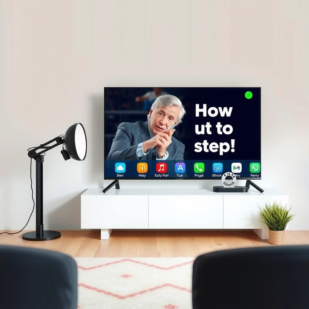 A person exploring the app store on a smart TV model to find available applications.