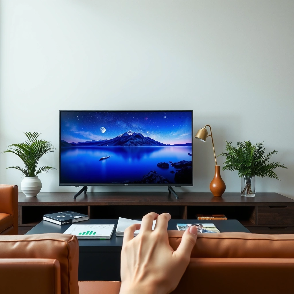 User checking the app store on a smart TV to download applications.