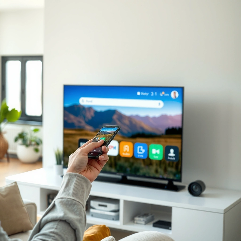 User checking the app store on a smart TV to download applications.