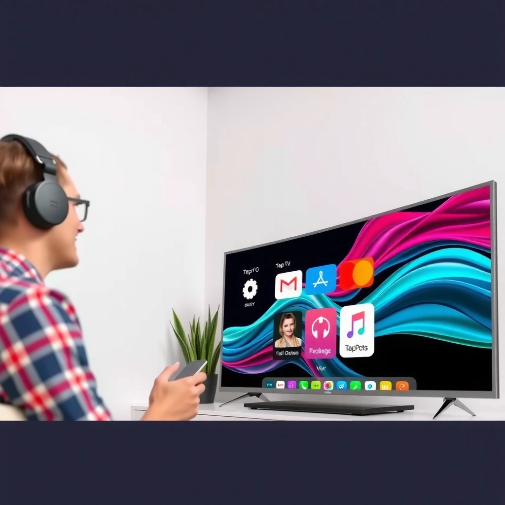 User checking the app store on a smart TV to find and add new applications.