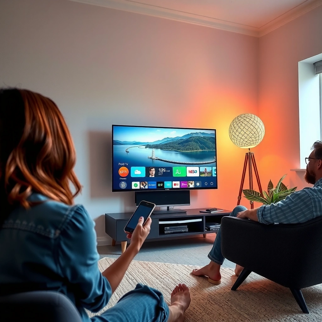 A person examining the smart features of a television for setup guidance.