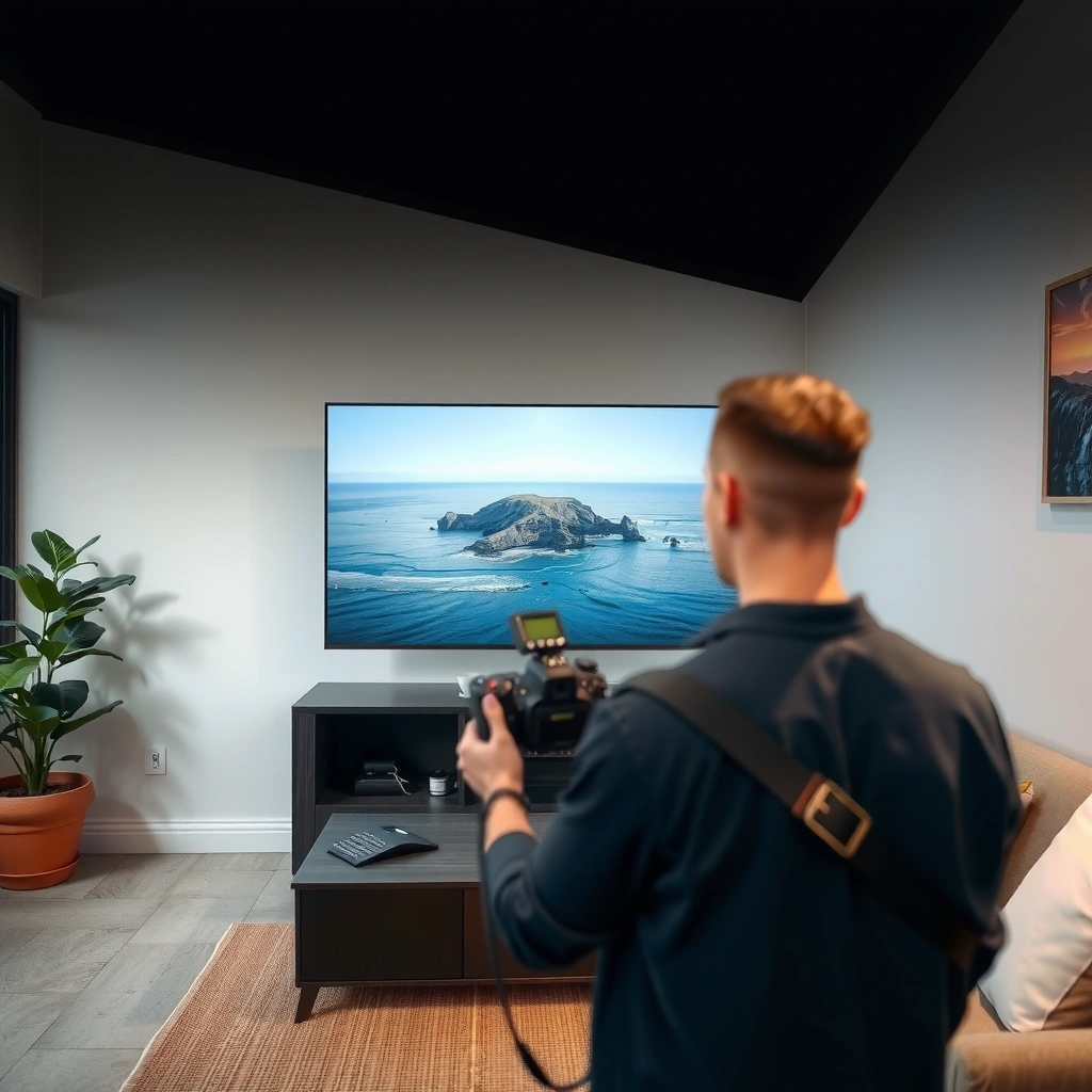 A person examining Wi-Fi and Ethernet options for connecting a Smart TV to the Internet.