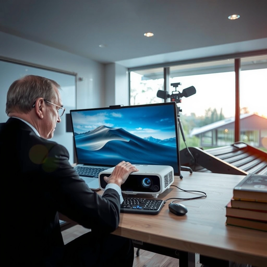 A bright projector suitable for outdoor use in daylight settings.