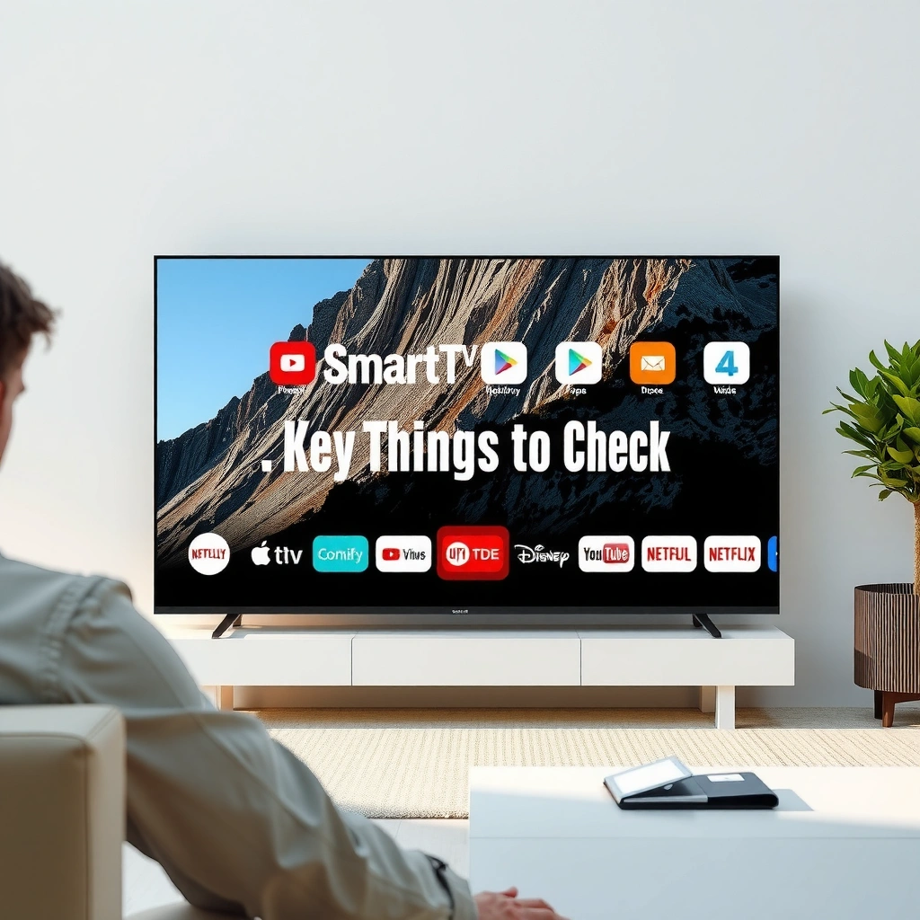 A person measuring space for a smart TV and comparing resolution options.