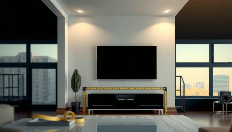 A person measuring a space to determine the ideal TV size for their room setup.