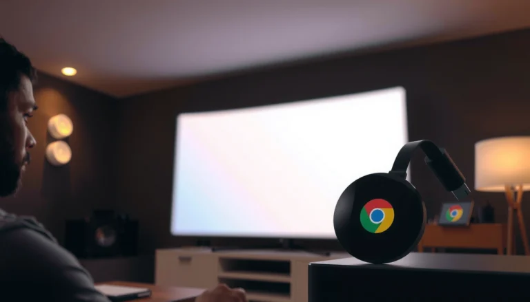 A projector displaying Chromecast interface, illustrating compatibility with projectors.