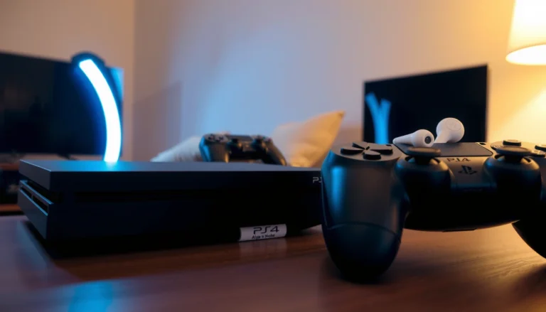 Illustration showing how to connect Bluetooth earbuds to a PS4 console.