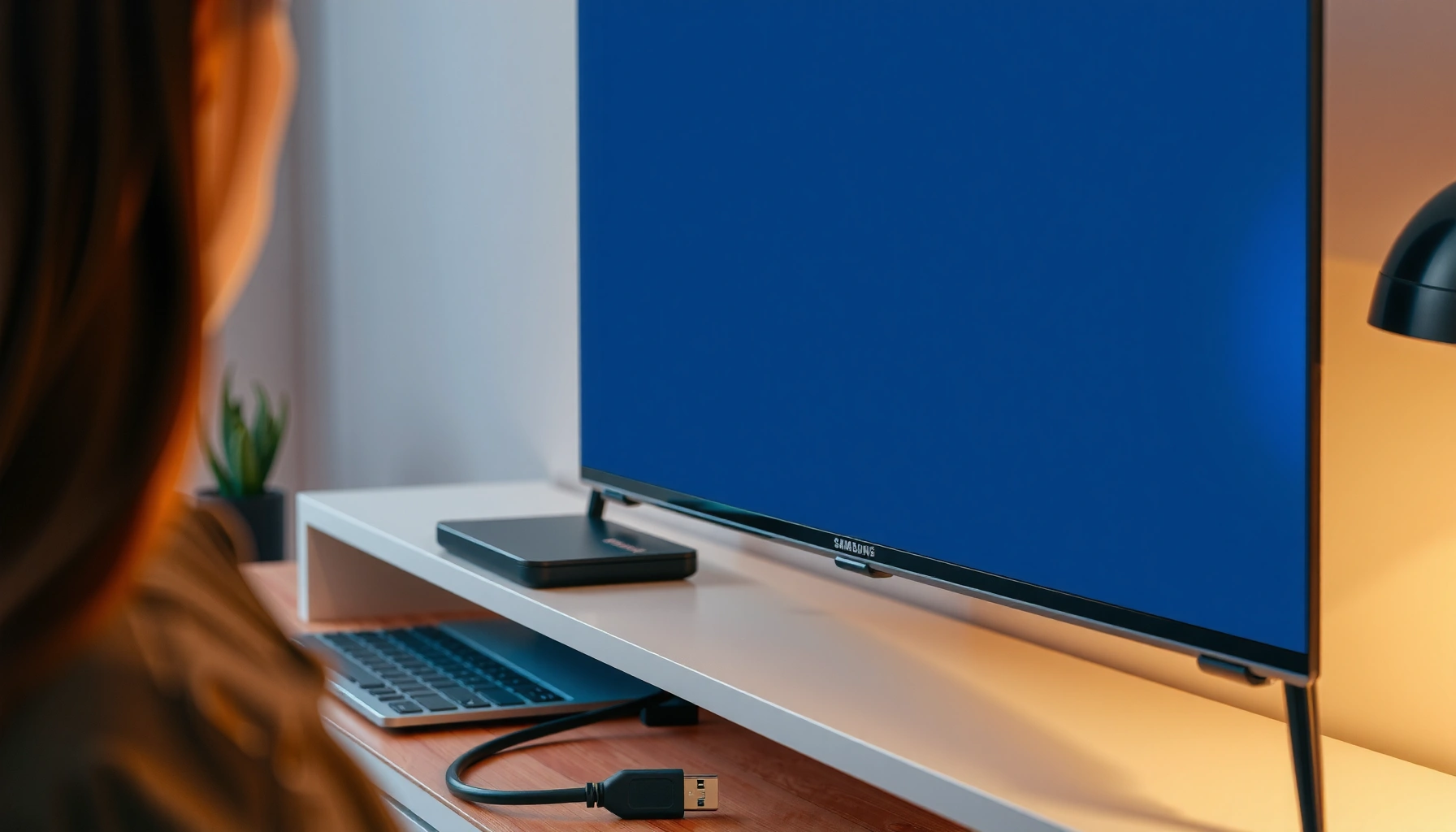 Step-by-step guide on connecting a computer to a Samsung Smart TV for screen mirroring.