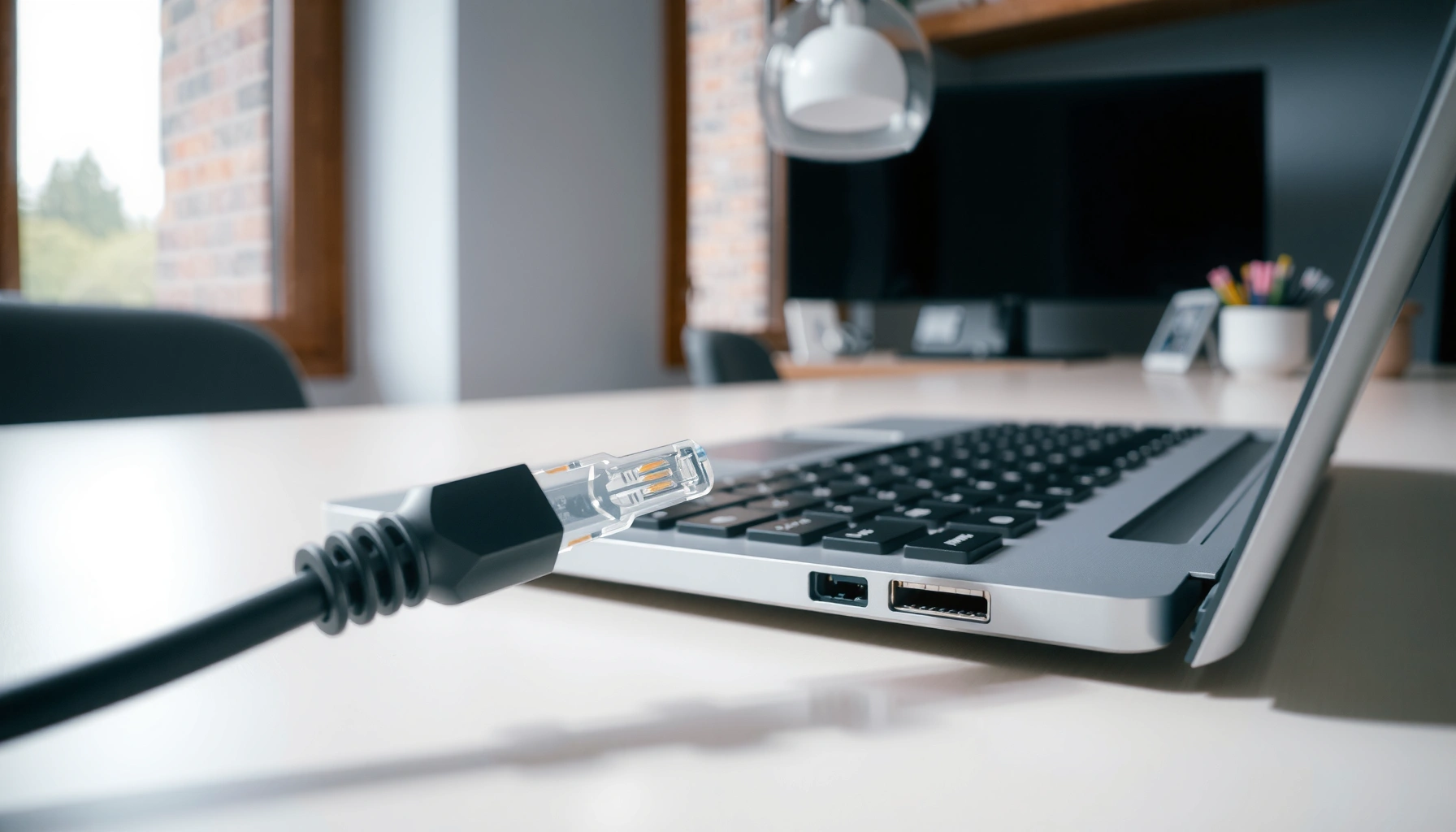 Step-by-step guide on how to connect Ethernet to a laptop for internet access.