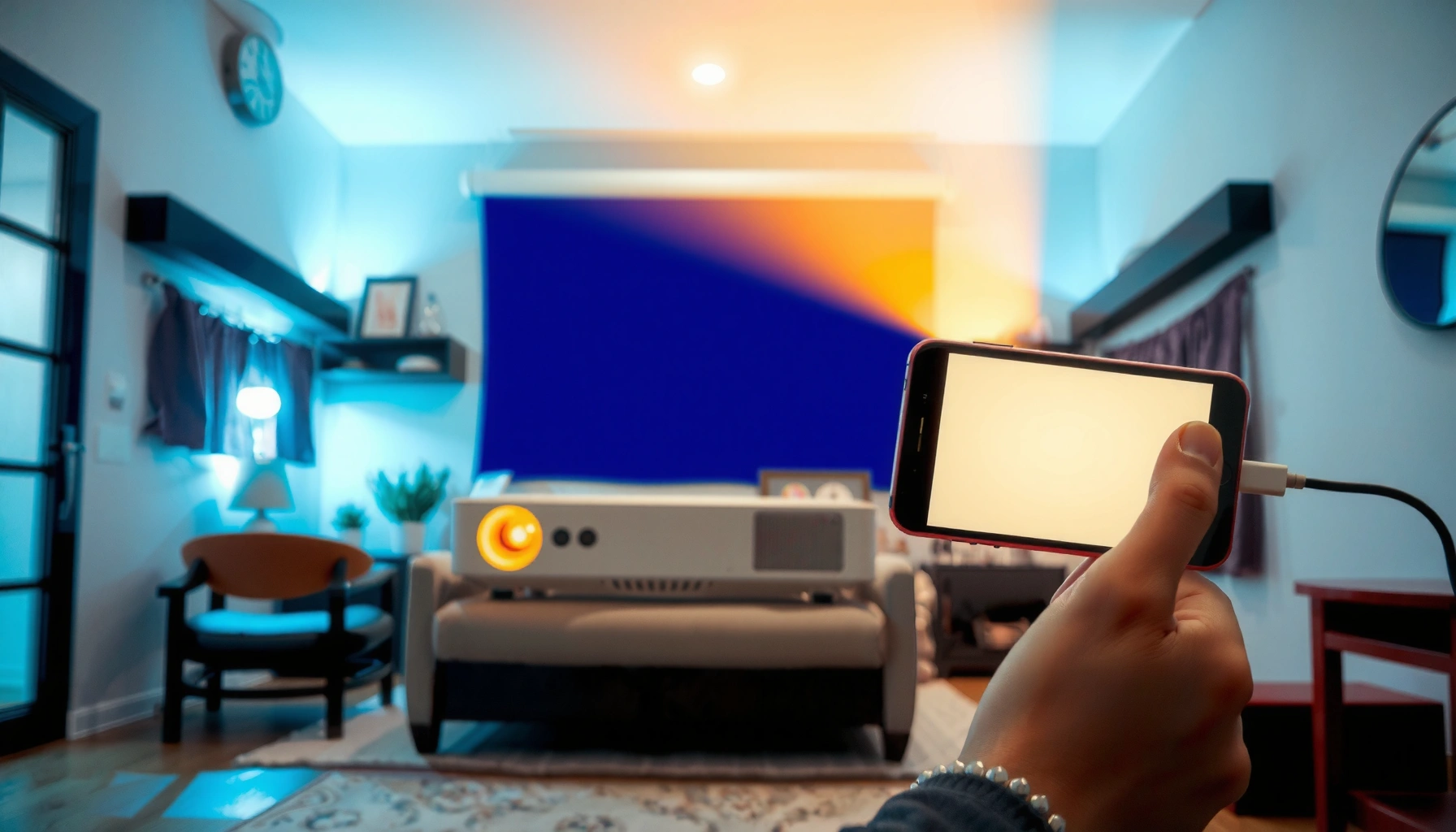Step-by-step guide on how to connect an iPhone to a projector for presentations.