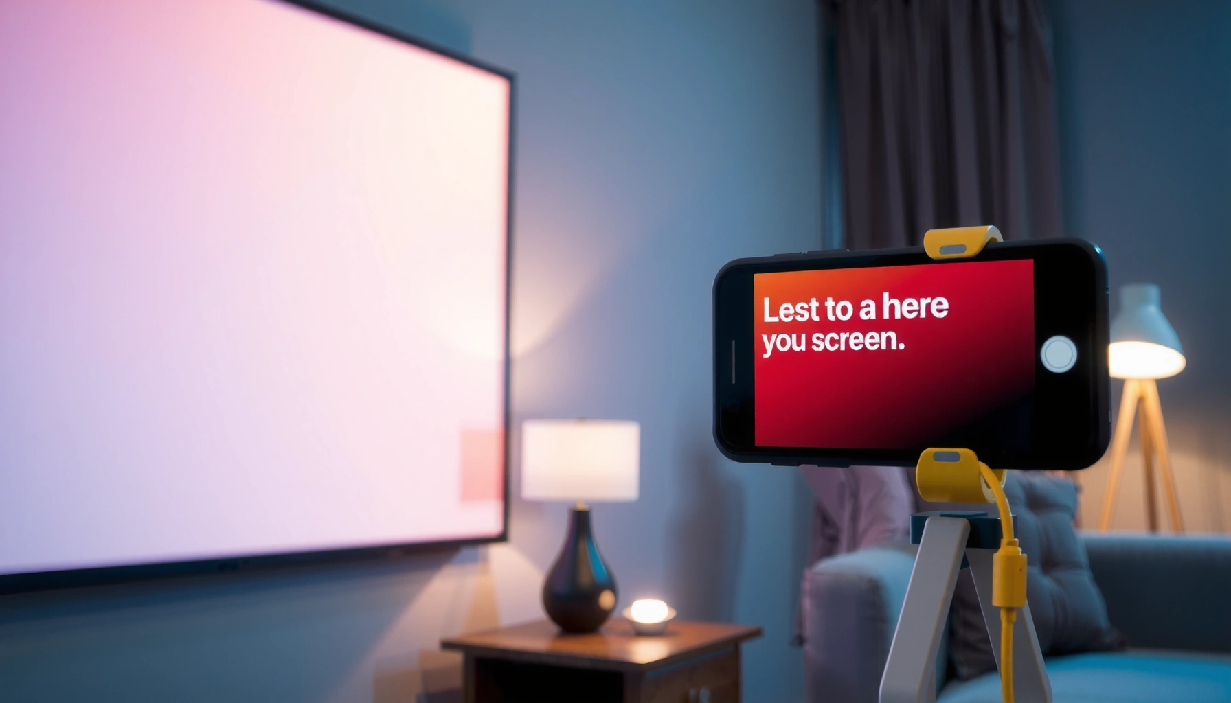 An iPhone connected to a projector, illustrating how to project iPhone content onto a larger screen.