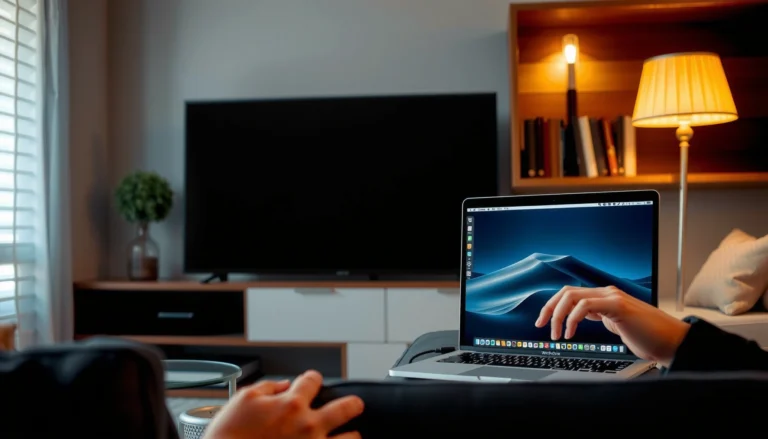 Step-by-step guide on connecting a MacBook to a Smart TV for screen sharing.