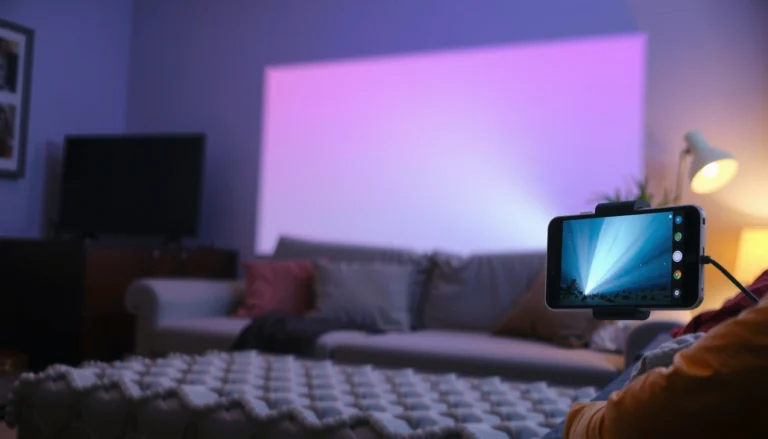 Image showing steps to connect a phone to a projector for presentations and displays.