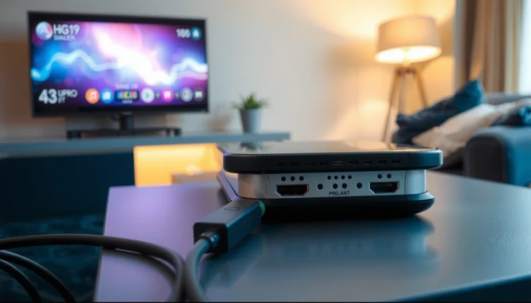A person connecting a smartphone to a projector for a presentation.