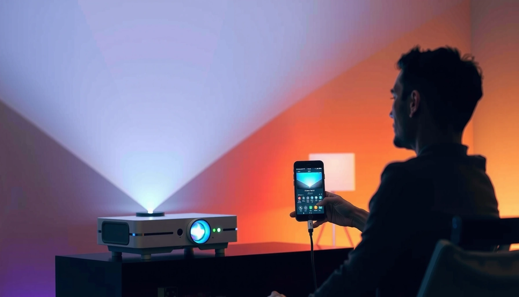 Step-by-step guide on connecting a phone to a projector for presentations and media sharing.