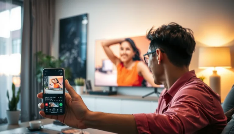 A smartphone displaying a setup guide for connecting to a smart TV wirelessly.