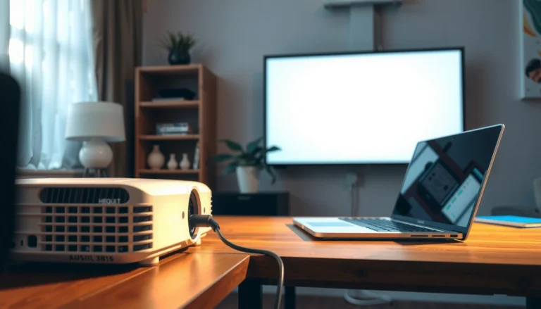Step-by-step guide on how to connect a projector to a laptop for presentations or entertainment.