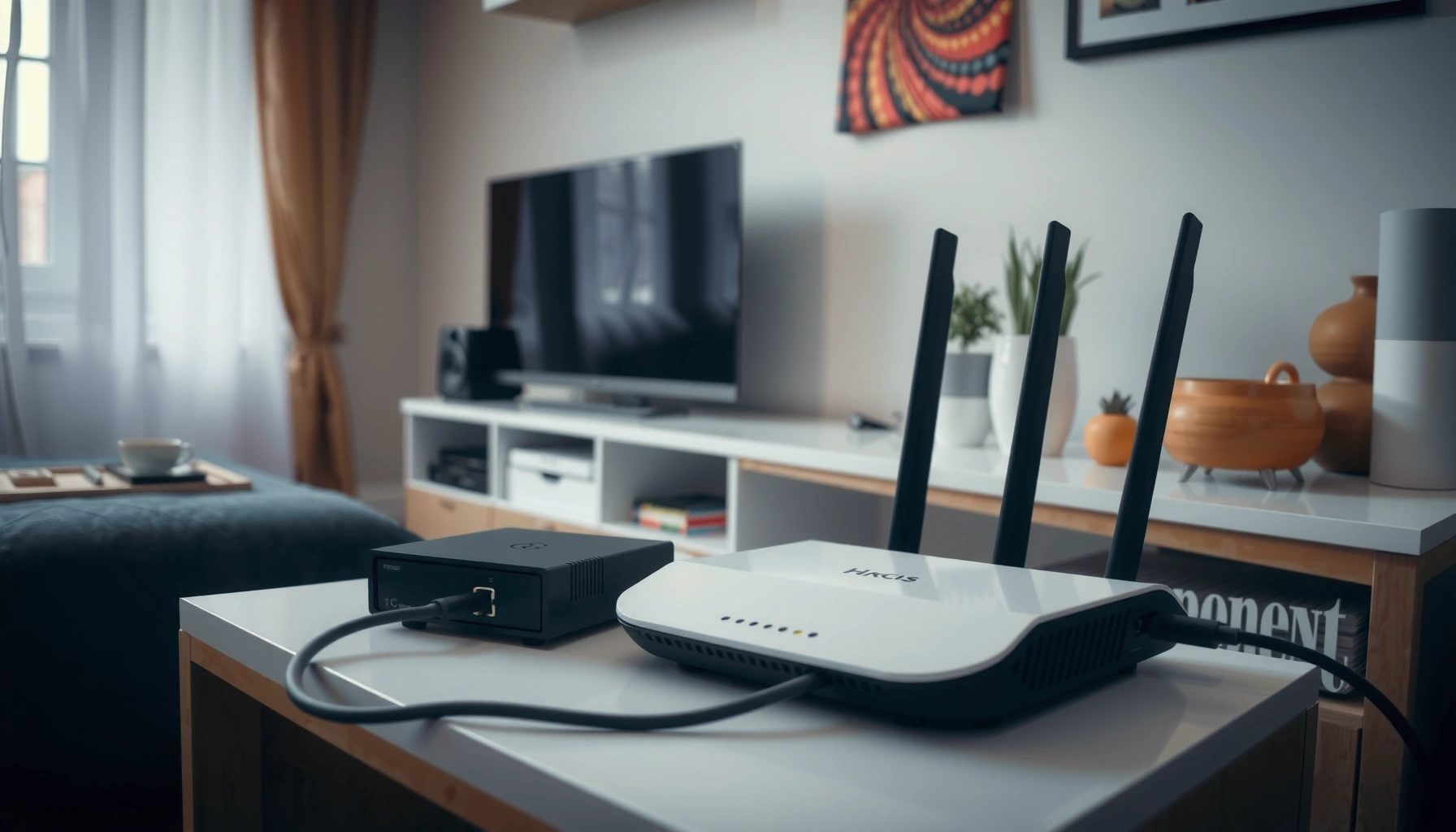 Step-by-step guide on how to connect a router to a modem for internet setup.