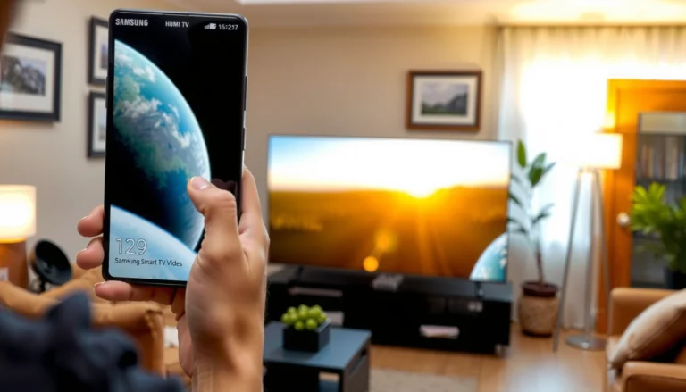 Step-by-step guide for connecting a Samsung device to a Smart TV.