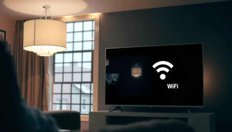 A person connecting a Smart TV to the internet using Wi-Fi or Ethernet cable.