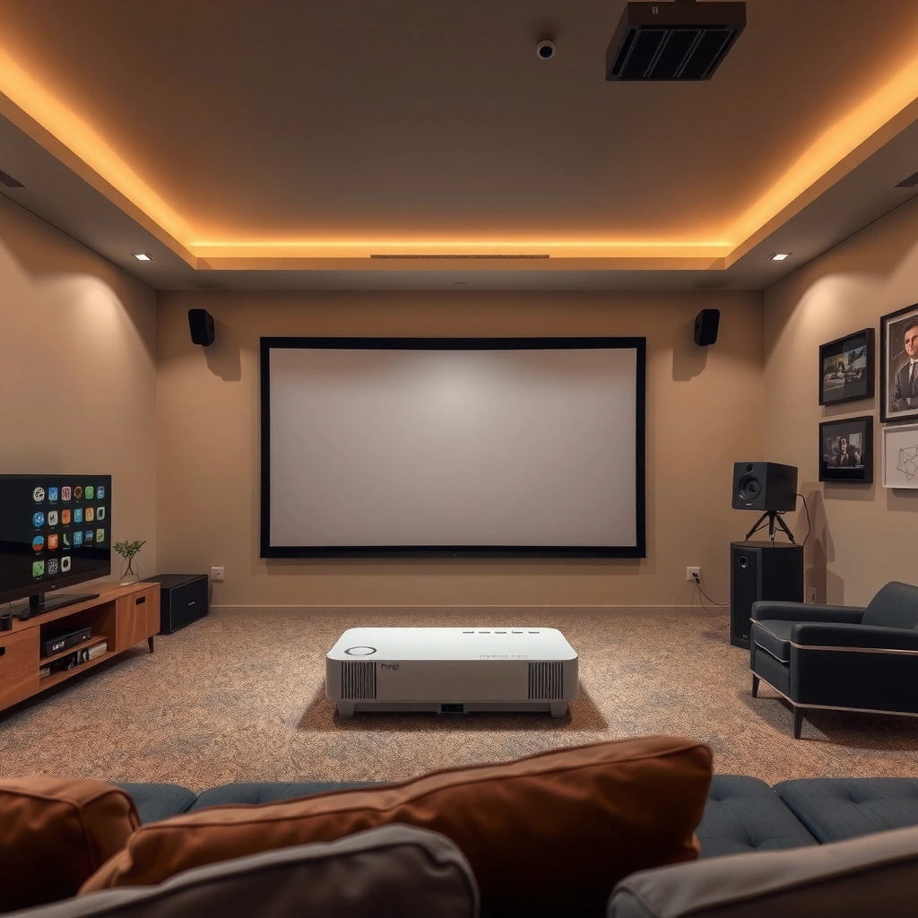 Illustration of connecting a movie source like a laptop to a projector for playback.