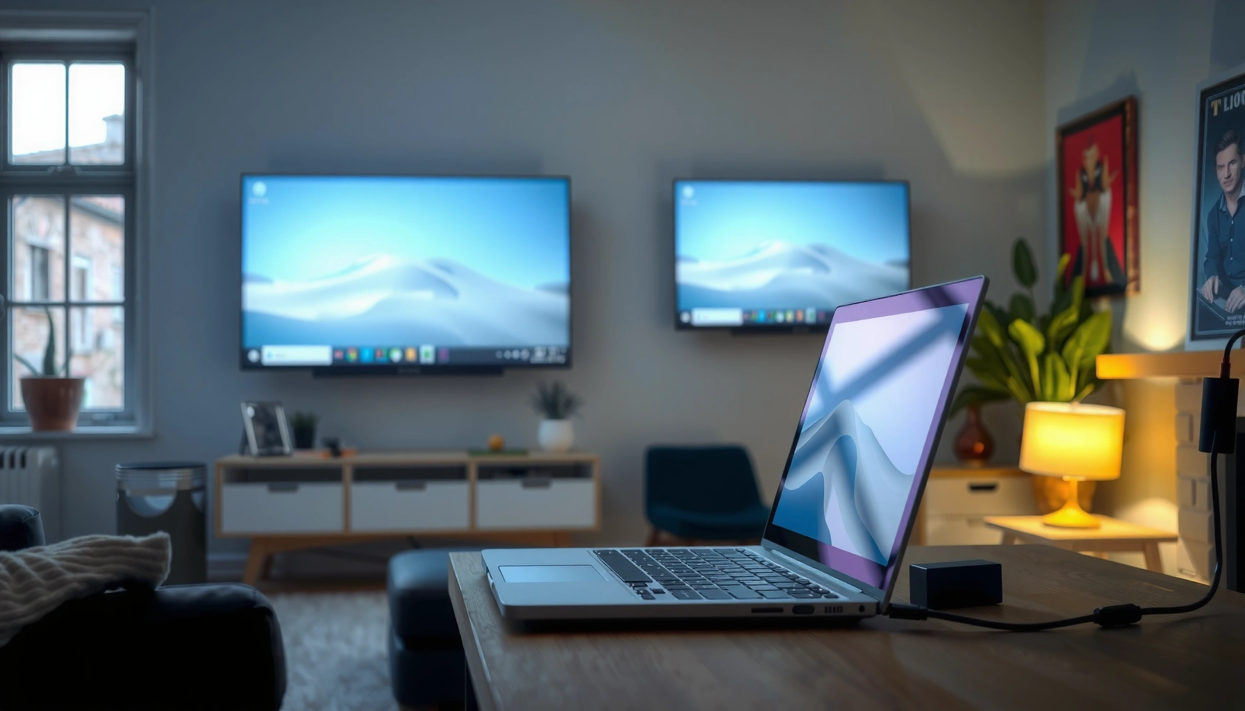 Step-by-step guide on connecting a projector to a laptop for presentations.