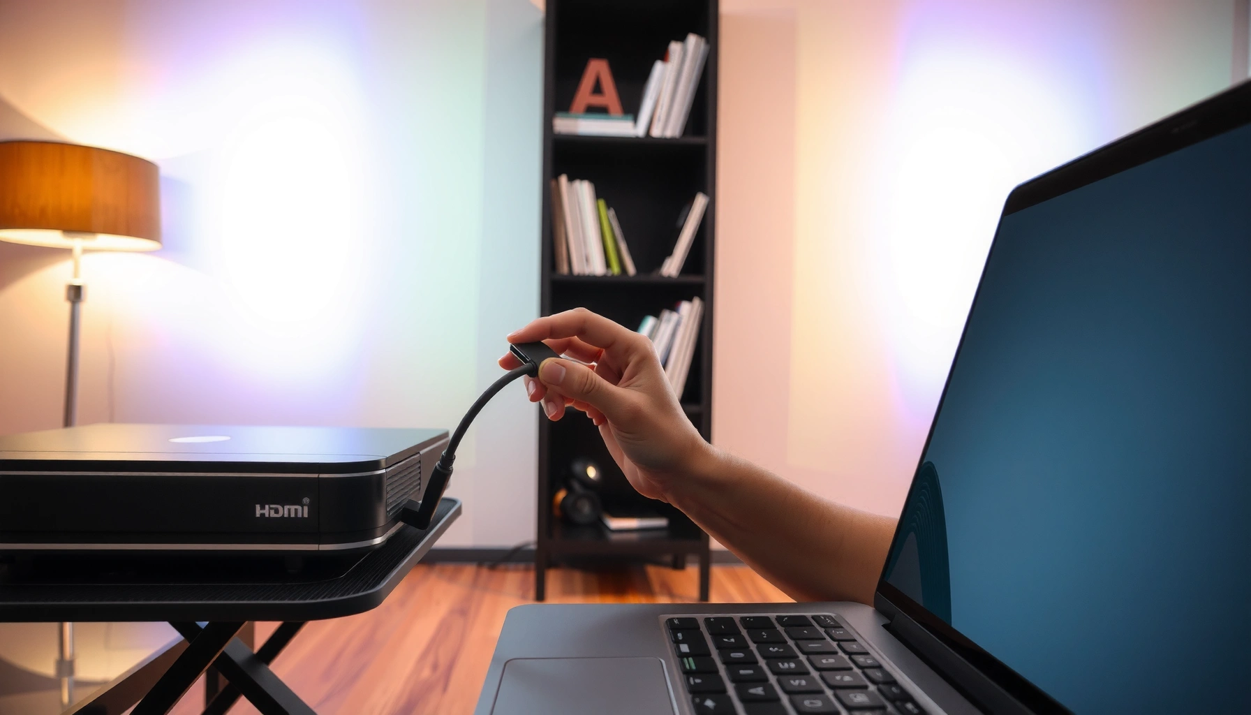 Step-by-step guide on how to connect to a projector for presentations and displays.