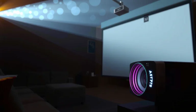 A projector with WiFi capabilities, illustrating the features to consider before buying.