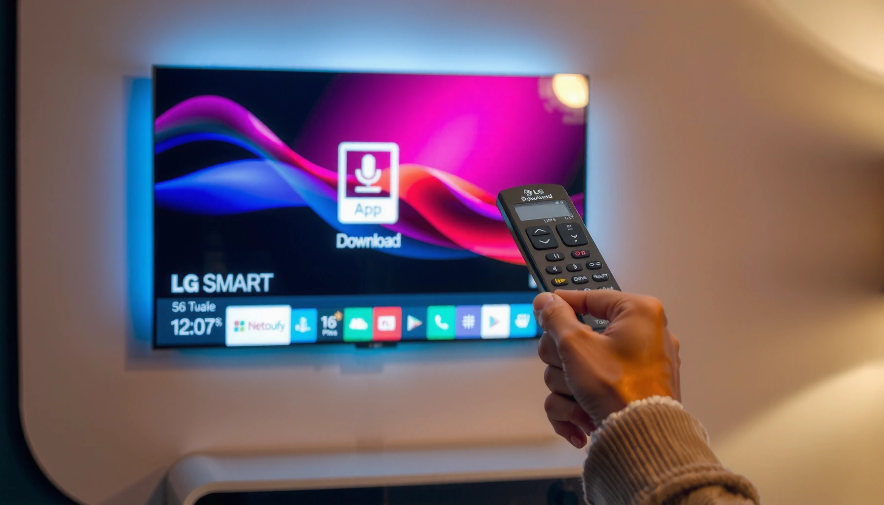 Step-by-step guide to download an app on an LG Smart TV.