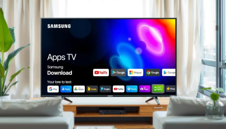 Illustration showing how to download new apps on a Samsung Smart TV.