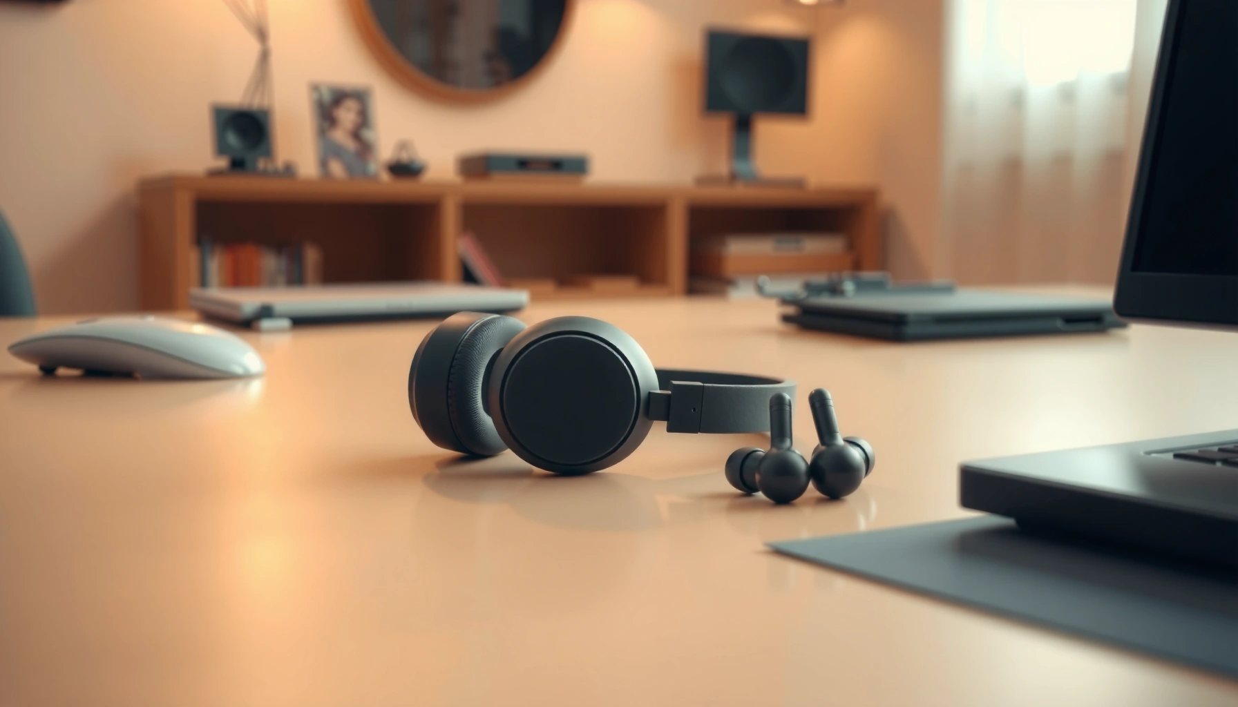 Comparison of earbuds and headphones for audio quality and comfort in listening.
