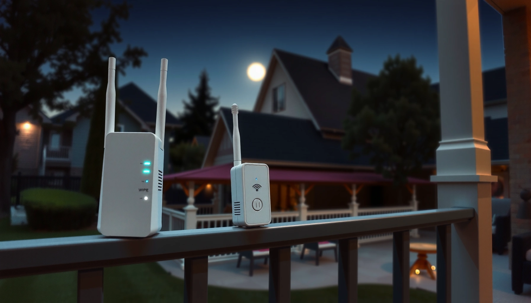 Image showing practical tips for extending WiFi range outside with setup ideas and equipment.