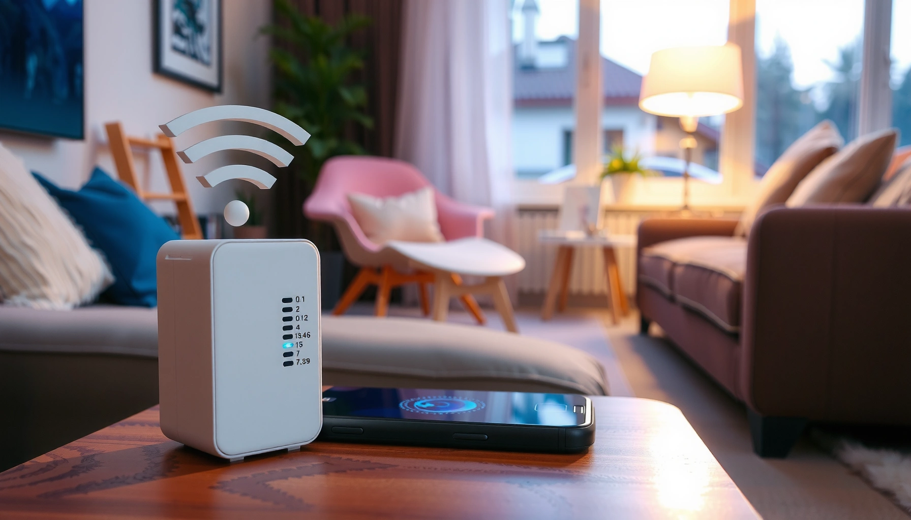 Illustration showing tips to extend WiFi range with routers and boosters.